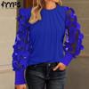 Women's Fashion Casual Spring Fall Solid Color Print Long Sleeve O-Neck Blouses & Shirts