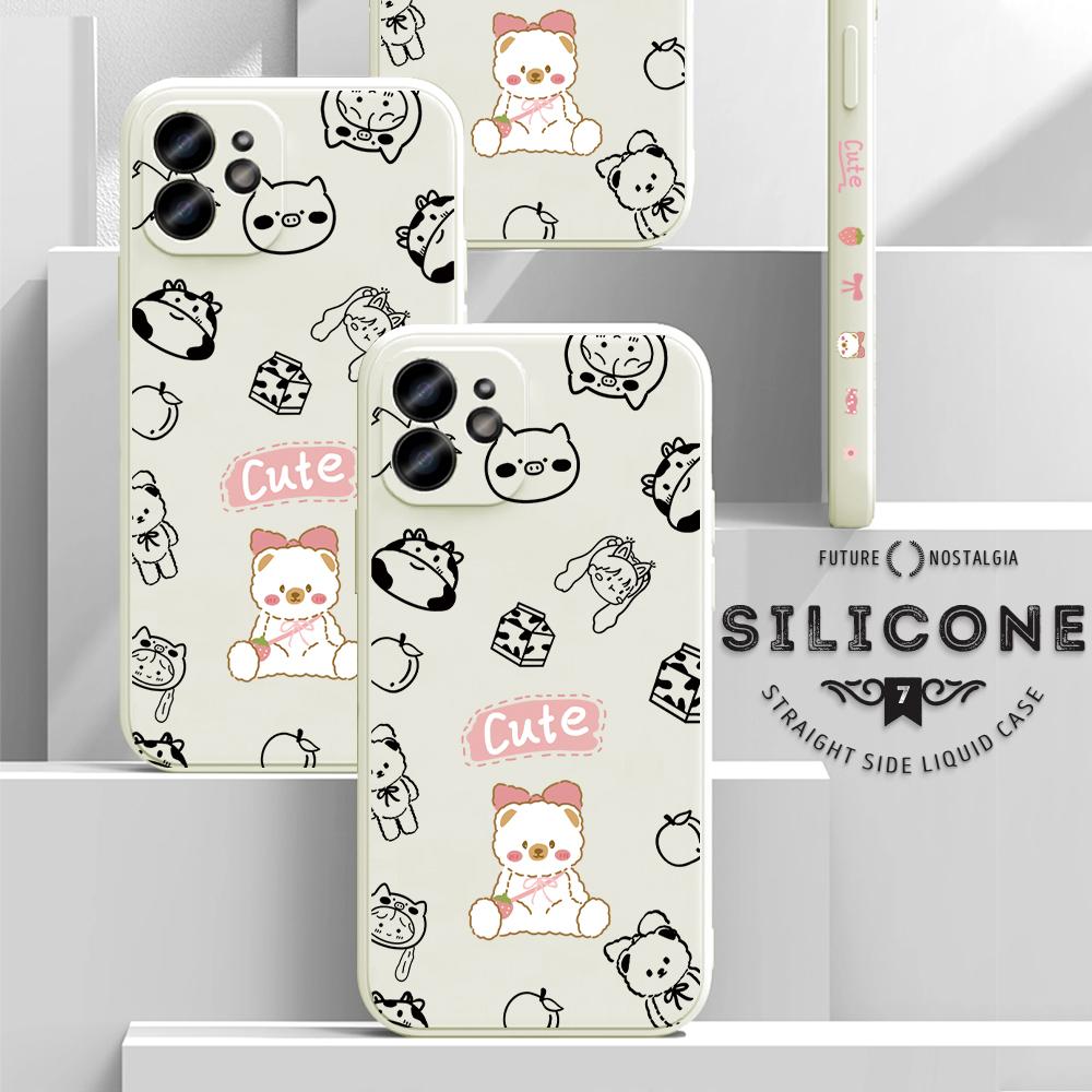 Чехол для телефона с мультяшным красочным узором и квадратным жидким силиконом TPU с полным покрытием для камеры, противоударный защитный чехол для OPPO Reno Realme