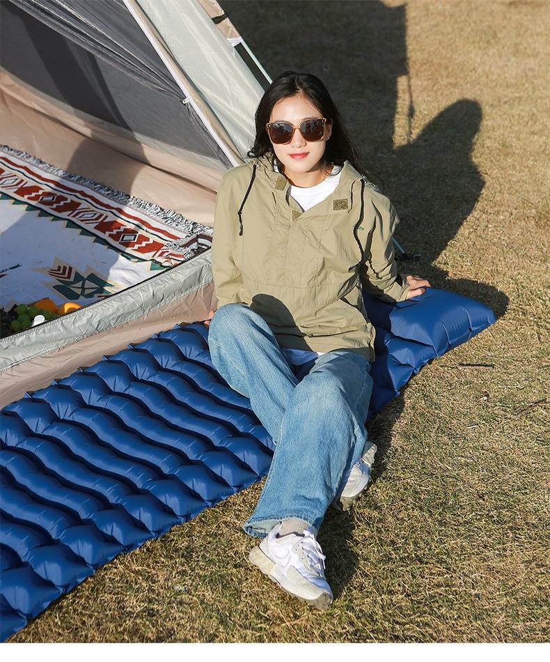 Inflatable Moisture-Proof Camping Sleeping Pad with Splicing Double Mattress Feature