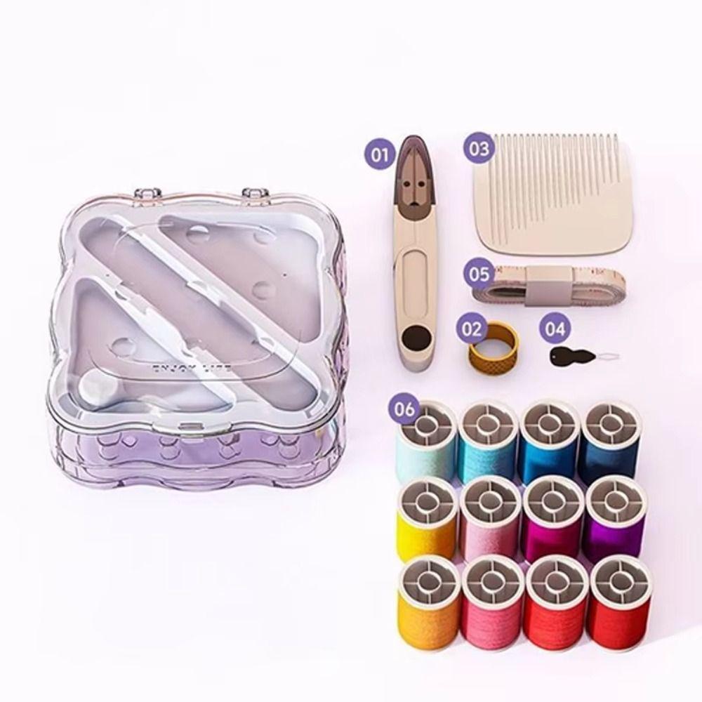 Partitioned Hand Sewing Tool Kit Multi-functional Magnetic Needle Thread Box  Beginners