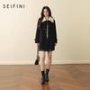 SEIFINI Women's Fur Collar Toggle Button Wool Blend Coat