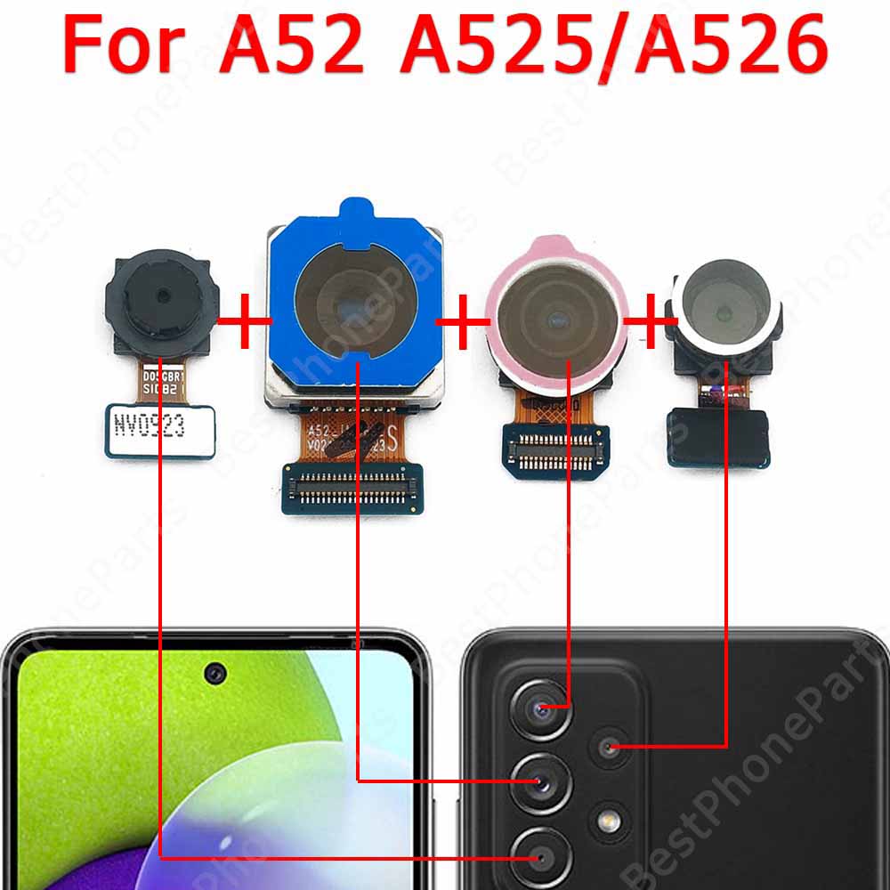 Передняя и задняя камеры для Samsung Galaxy A52 A525 A526 Задняя сторона Селфи Фронтальная камера Модуль Шлейф Запасные части