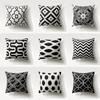 Black and White Geometric Pattern Printed  Polyester Cushion Cover for Home Living Room Sofa Decorative Pillowcase