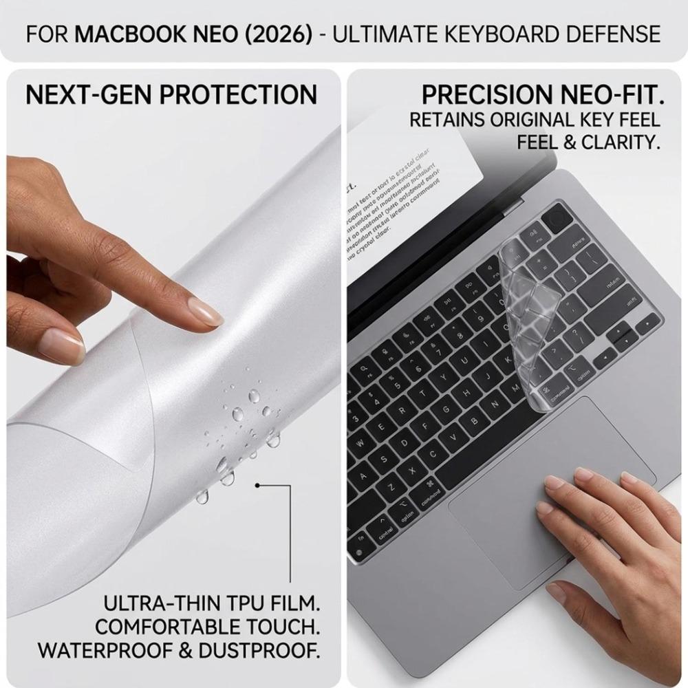 Премиальная защитная крышка для клавиатуры Macbook Neo 13" 2026 (А18) A3404 Ультратонкая прозрачная накладка на клавиатуру наклейка на кожу для ноутбука
