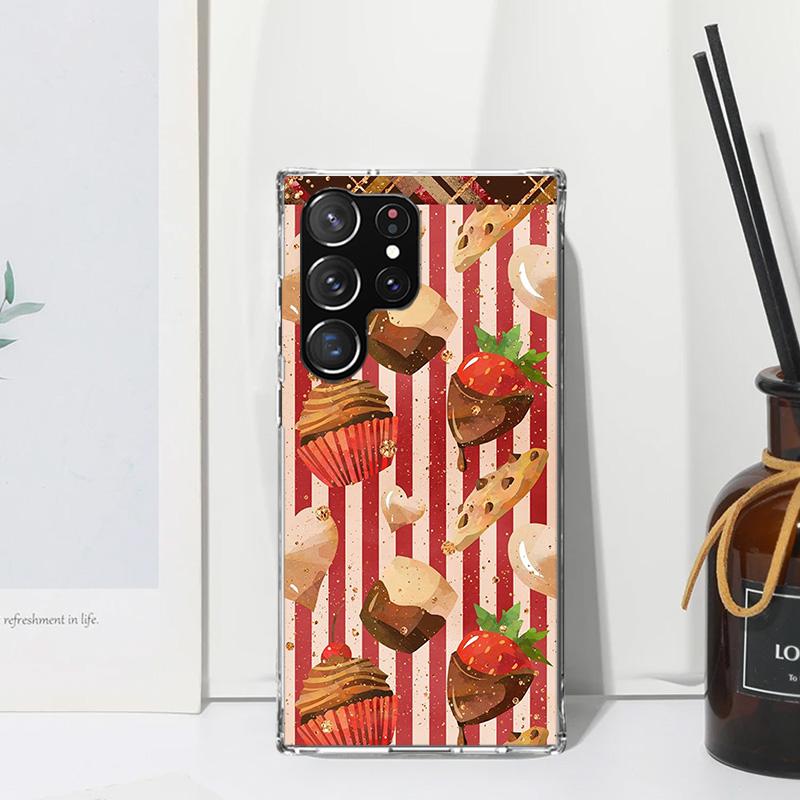 Macaron Ice Cream Cake Doughnut Phone Case For Samsung Galaxy S26 S25 Edge S24 FE S23 S22 Ultra S21 Plus S20 + Art Fundas Back C