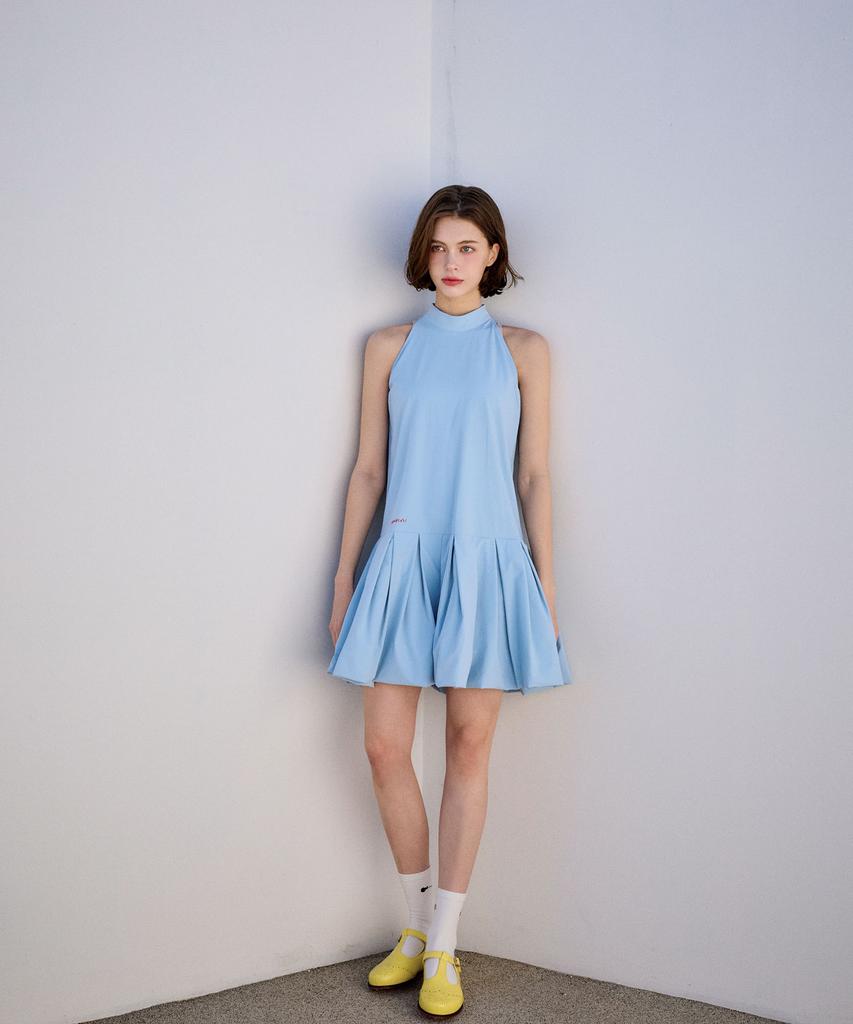Candini Sky Blue Flare Halter Dress
