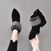 Fashion Short Boots Women Buckle Decoration Shoes Thick Heel Pointed Winter Warm Ankle Boot Casual Elegant Suede Boot