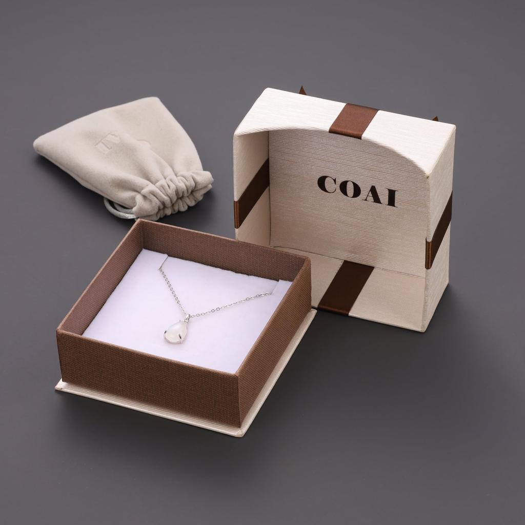 Teardrop Moonstone June Birthstone 925 Silver Necklace for Women [Coai]
