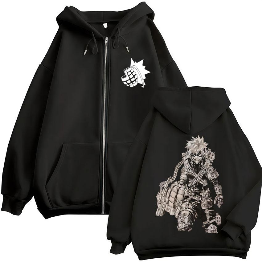 Anime My Hero Academia Katsuki Bakugo Zip Up Hoodies Men Women Fashion Harajuku Hoody Sweatshirt Fleece Loose Jackets