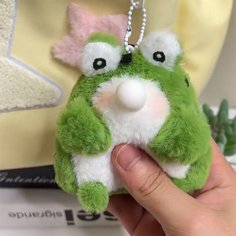 Брелок для ключей в виде плюшевой куклы ручной работы с милым пищащим пузырем, креативная кавайная пушистая мягкая игрушка-рюкзак с подвеской