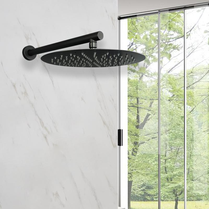 Brushed Gold Black Chrome Grey Overhead Shower Head Shower Arm Big Round Stainless Steel 8/10/12 Inch Rain Shower Indoor Outdoor
