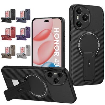 Бронированный чехол для телефона с рисунком из углеродного волокна для Honor 400 Pro 400 Lite, крышка, магнитная беспроводная зарядка, складная подставка, задняя крышка, Fundas