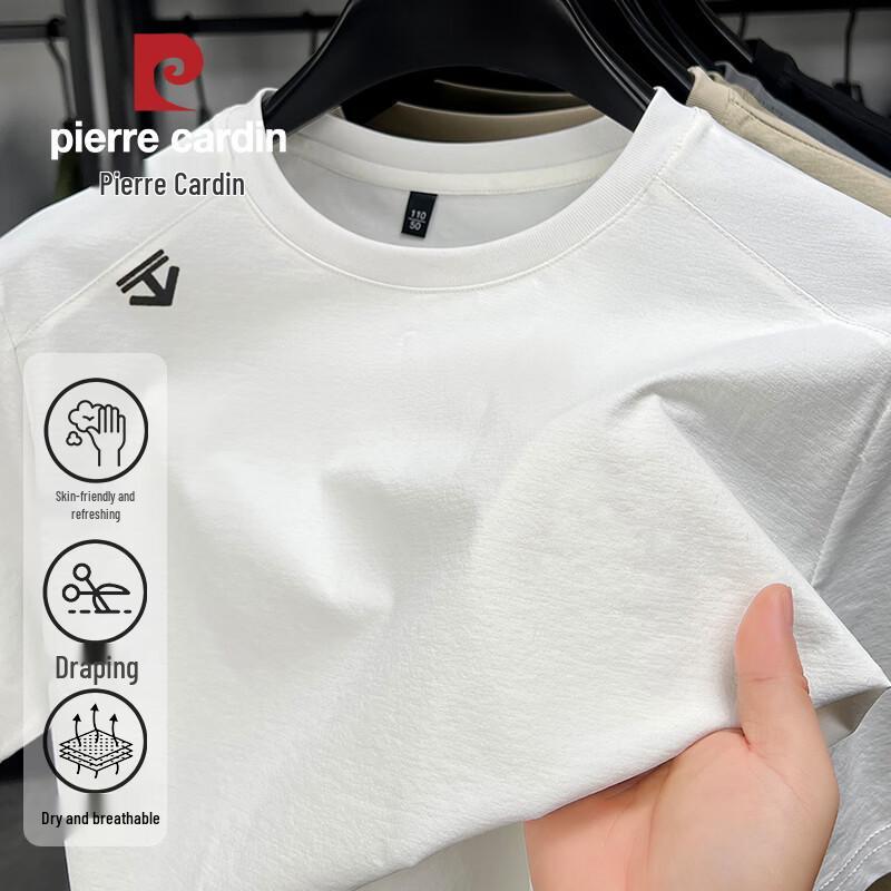 Pierre Cardin Мужская футболка с круглым вырезом из ледяного шелка