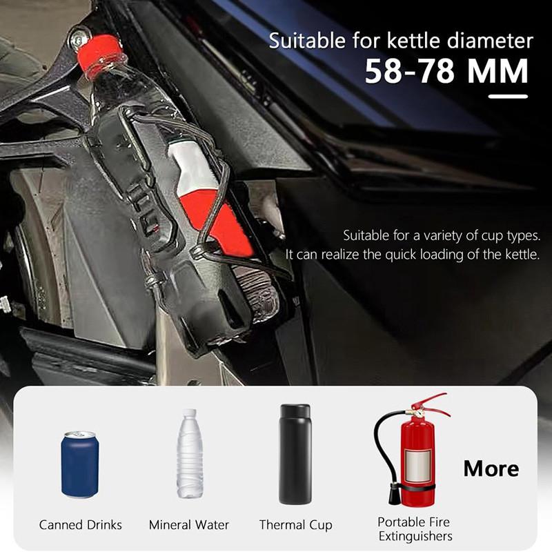 1pc Black Motorcycle Cup Holder Bumper Water Bottle Holder 360-degree Adjustment Expandable Design for Bike Motorbike ATV