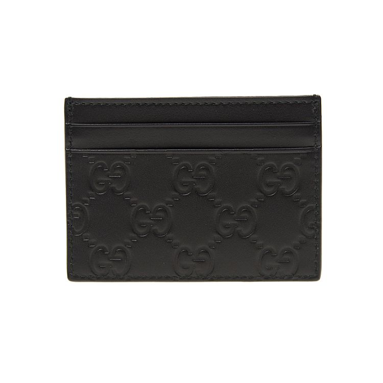 Gucci Monogram Logo Embossed Leather Card Holder Women Card Holder Black 233166-CWC10-1000