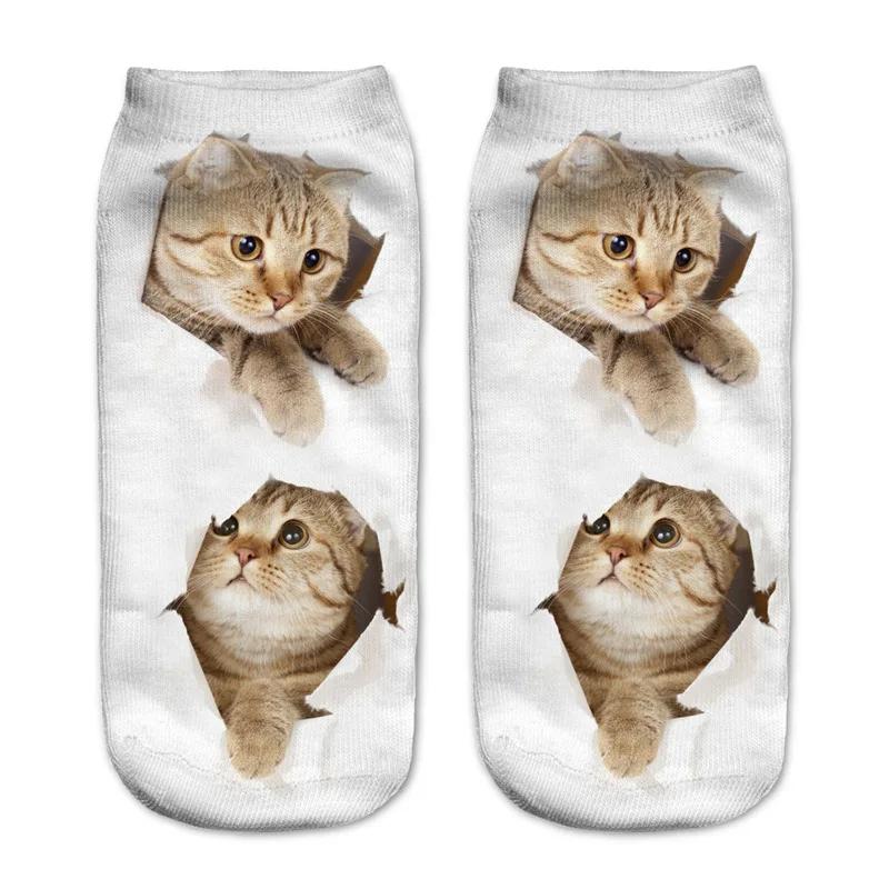 Новые 3D-принт Смешные Милые Мультяшные Котята Унисекс Креативные Красочные С несколькими Мордочками Кошек Счастливые Низкие Носки для Женщин Дропшиппинг