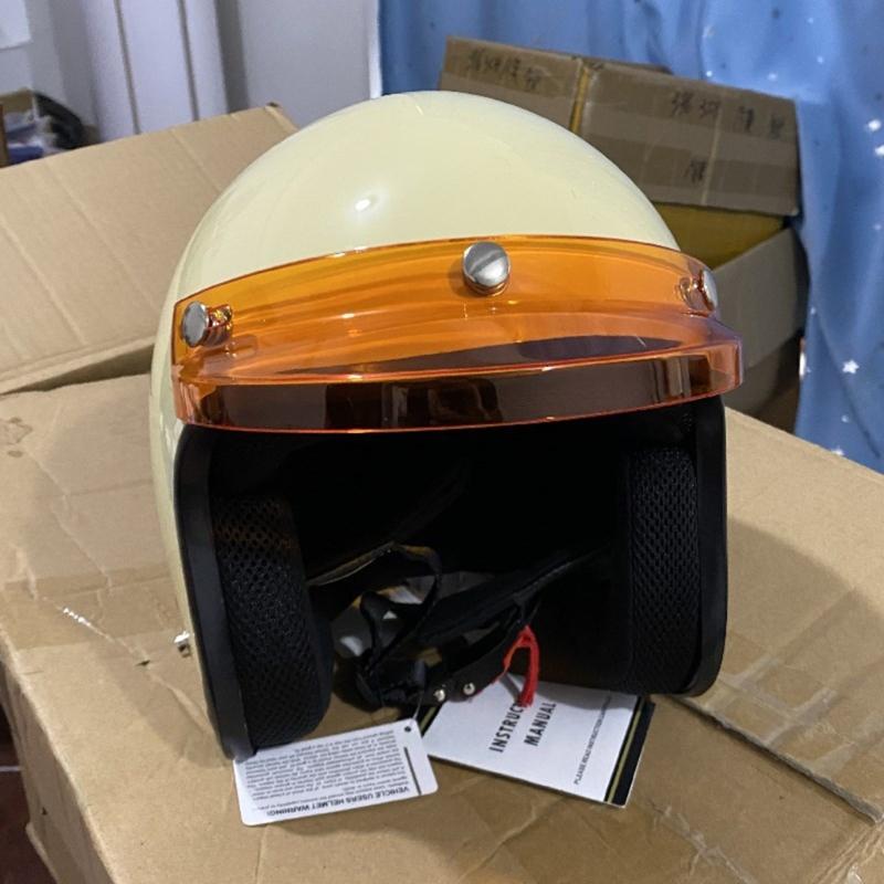 Мотоциклетный шлем с 3 кнопками, визор, линза для ретро-скутера, откидной, винтажный шлем