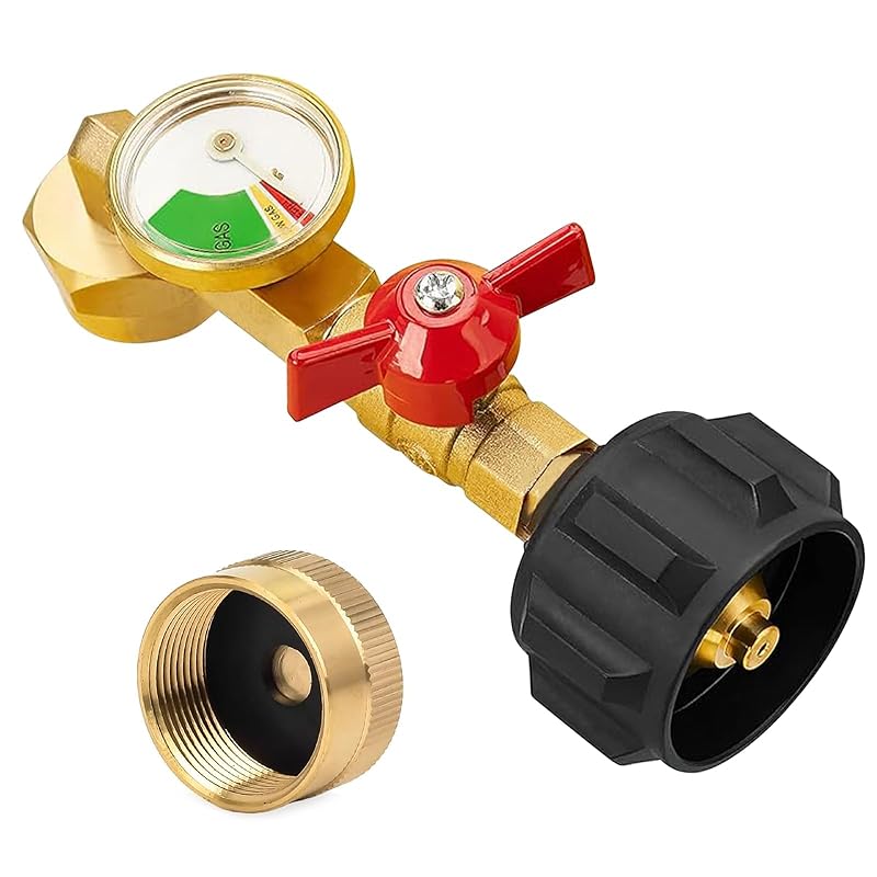 Bestfire 2 PCS Propane Tank Gauge With Leak Detector – Universal Level Indicator For 5-40Lb Tanks – QCC1/Type 1 Connection – Brass Construction
