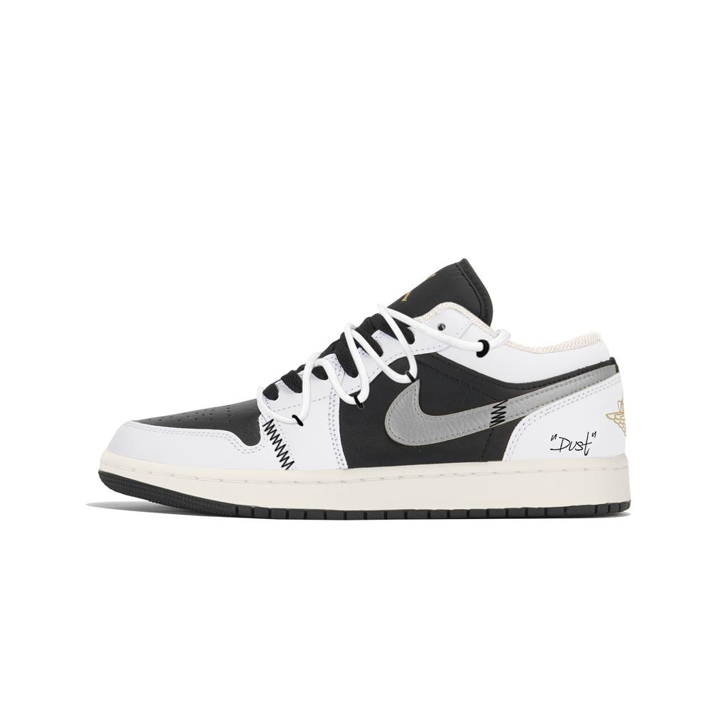 Jordan Air Jordan 1 Устойчивые к истиранию Низкие Скейтбордические Ботинки Унисекс Черно-Белые 553558-172(Команда210-)