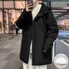 Winter Mid-length Down Jacket Korean Style Thickened Solid Color Fashion Hooded Jacket Versatile Hong Kong Style Loose Men's Clothing