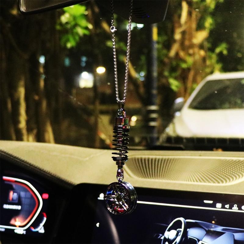 Металлическое колесо с амортизаторами, подвеска-украшение для зеркала заднего вида автомобиля, автомобильный интерьер, подвесной брелок