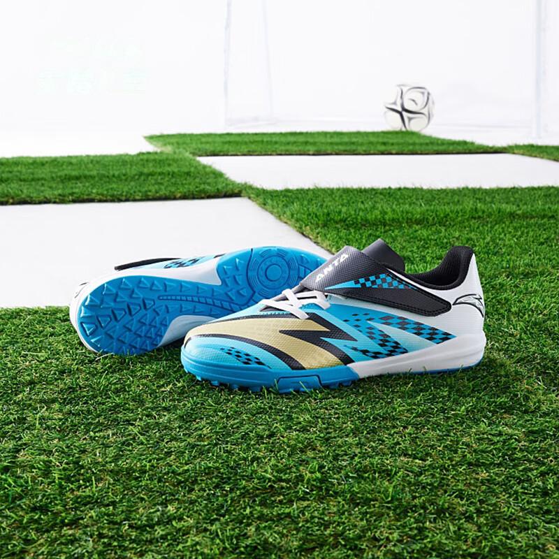 Anta Детские синтетические кожаные удобные простые нескользящие износостойкие низкие футбольные бутсы детские кроссовки синие черные золотые 312432222-2