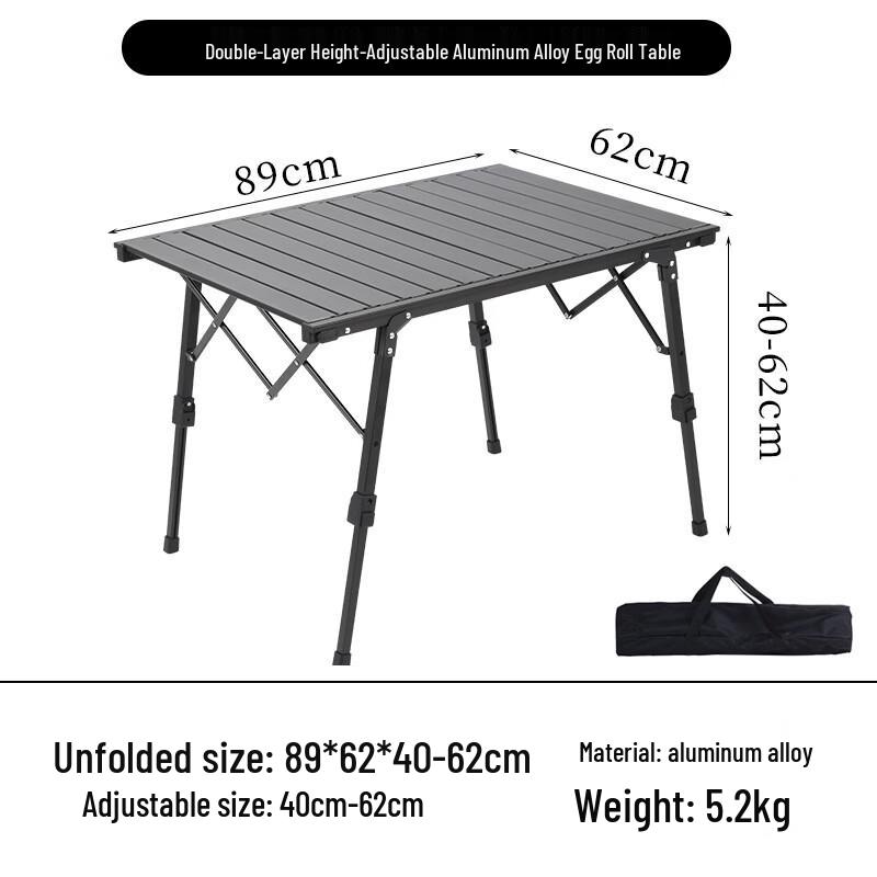 Portable Adjustable Height Camping Roll-Up Table