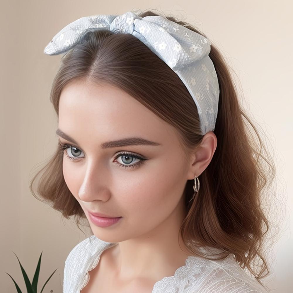 Новые Аксессуары для Укладки Волос Маленькие Цветочные Повязки для Волос для Женщин Девочек Мягкие Широкие Обручи Большой Бант Перекрестная Повязка на Голову Летний Подарок