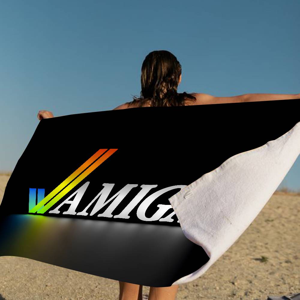 Amiga Logo Fashion Microfiber Blanket Quick Drying Beach Towels Oversized Printing Super Absorbent Pool Towel Blanket
