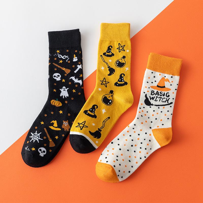 Female Spring and Autumn Fashion New Street Halloween Cartoon Pattern In The Tube Socks