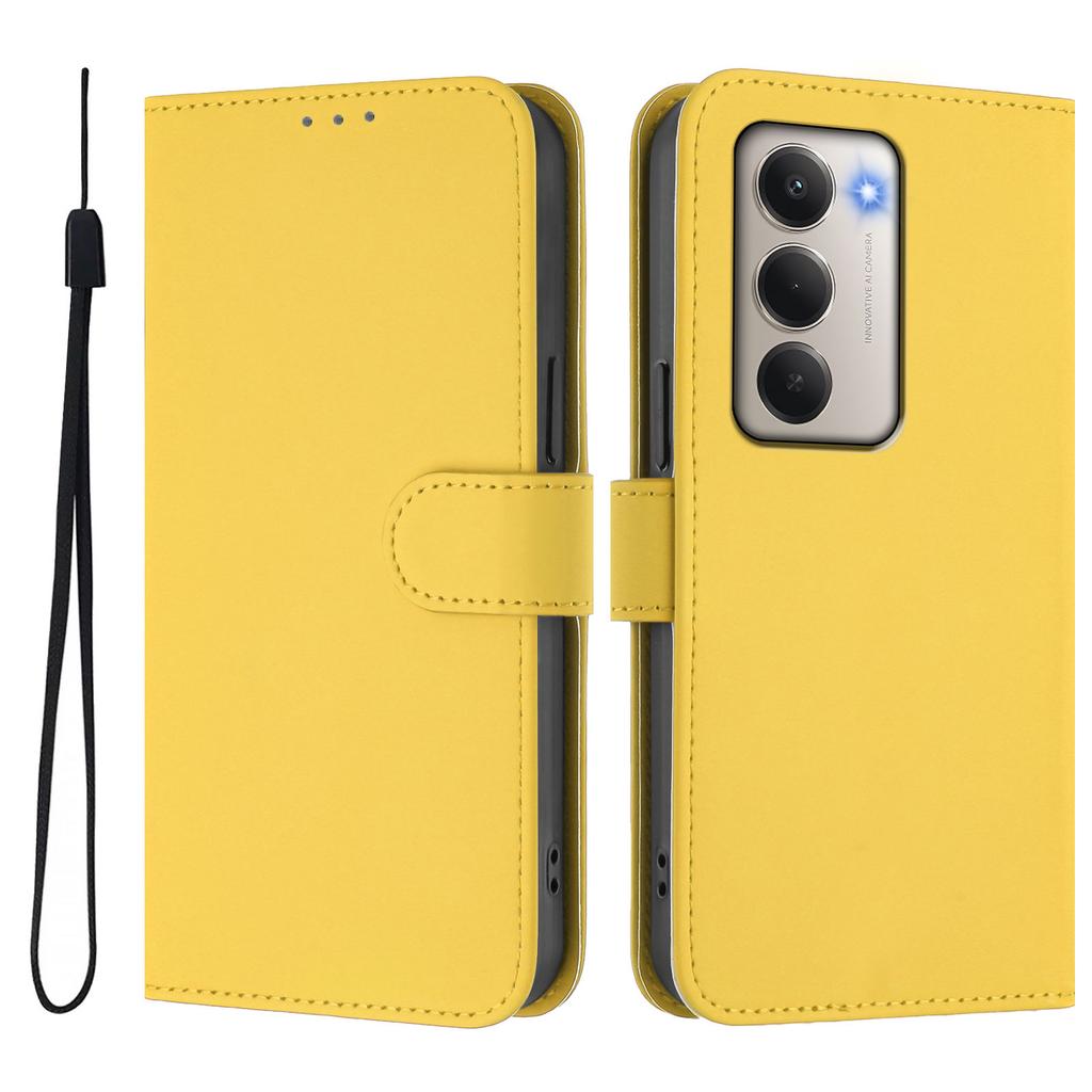 Для Xiaomi Redmi 15 5G Чехол Однотонный Кошелек Кожаный Чехол для Телефона с Ремешком