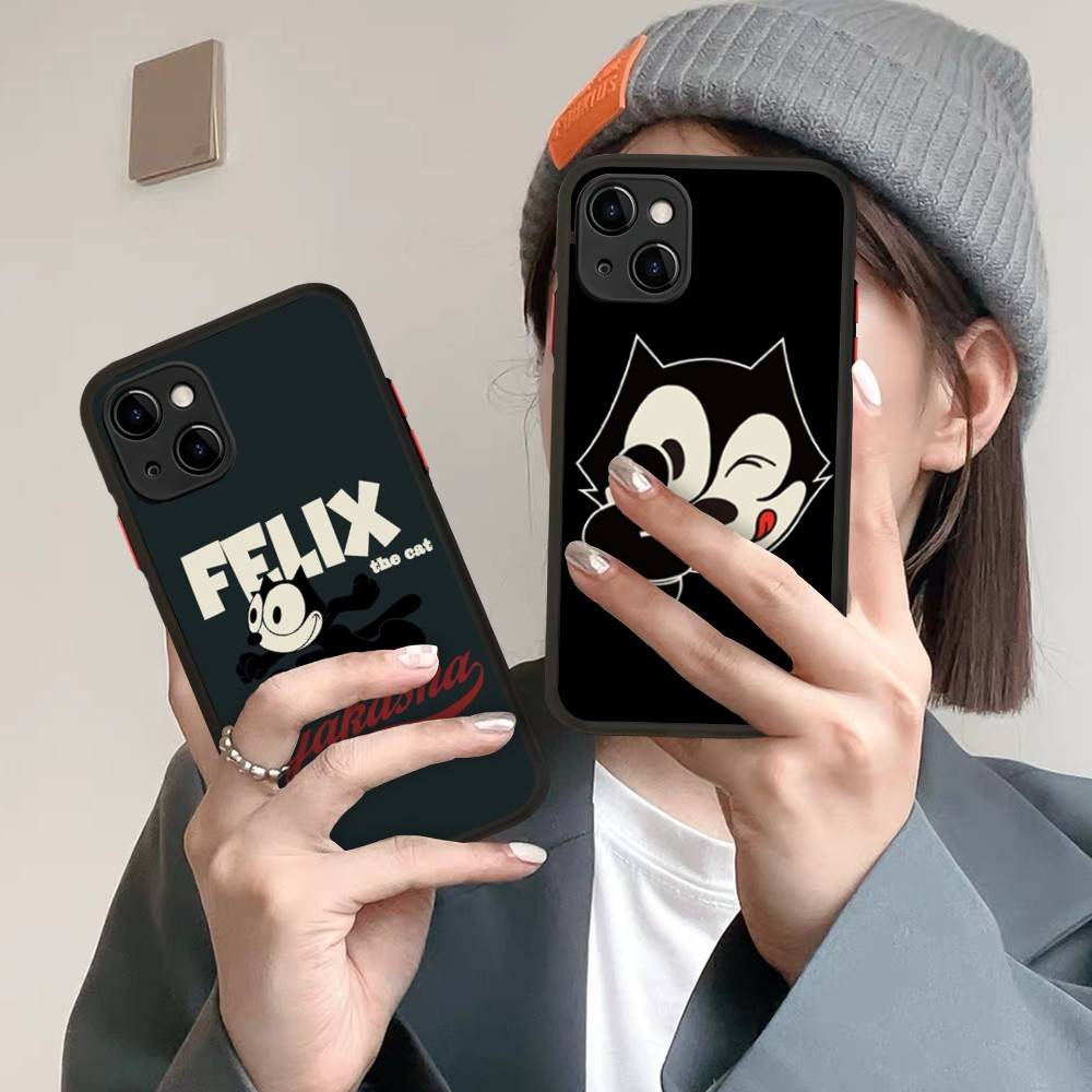 Anime Cartoon F-felix The Cute Cat Phone Case For IPhone 14 11 12 13 Mini Pro Max 8 7 Plus X XR XS MAX Translucent Matte Cover