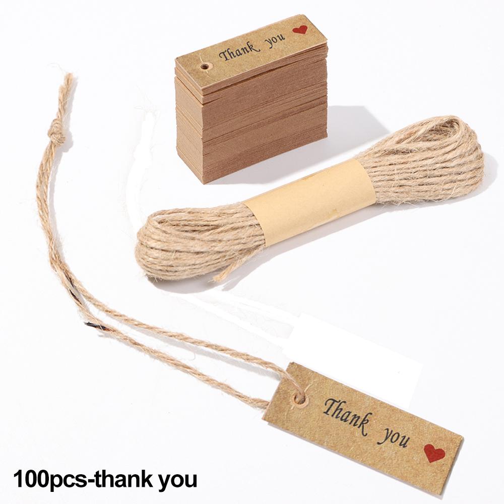 Supplies Enclose 10M Strings Thank You Hanging Tags “Merci” Labels Kraft Paper Handmade With Love