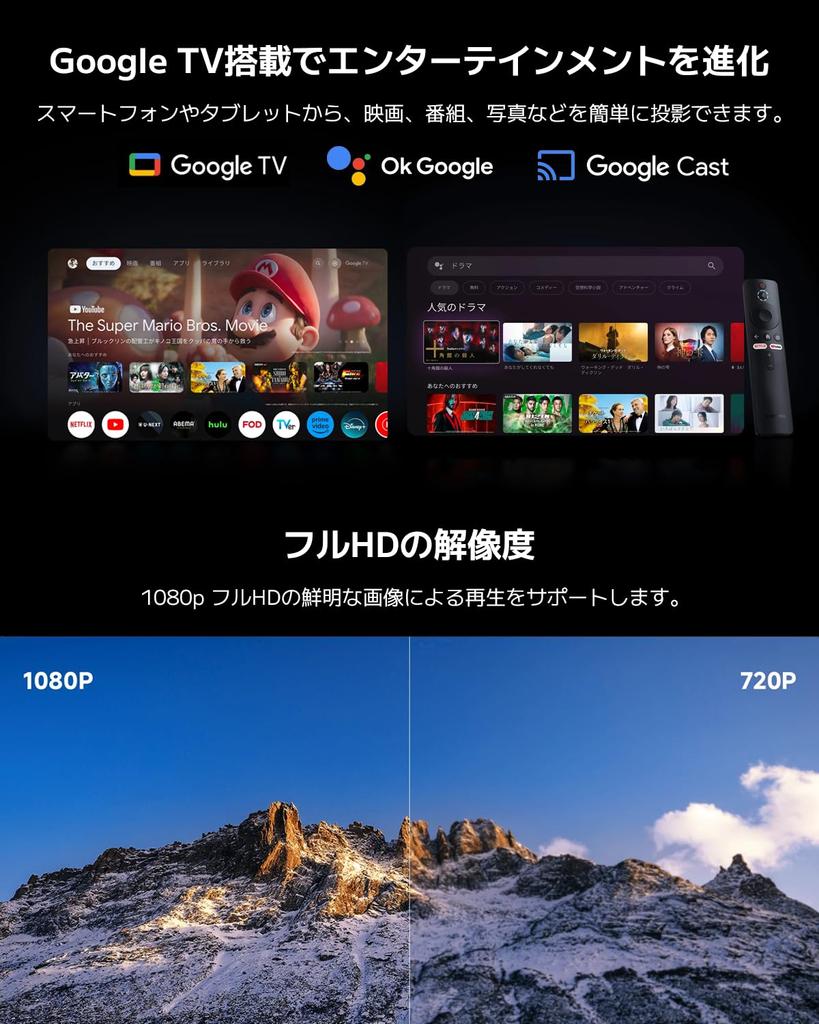 Xiaomi Smart Projector L1 with Google TV Small Home Projector Ceiling Projection Full HD 200 ISO Lumens Up To 120 Inches Omnidirectional Automatic