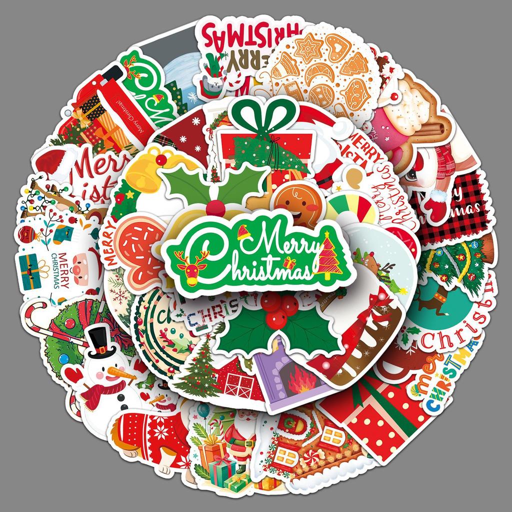 50 Рождественских дудл-стикеров Персонализированные Мультяшные Милые Праздничные Украшения Чехол для Мобильного Телефона Водяная Кружка Креативные Стикеры