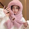 Hat for Women's Winter Double Layer Thick Plush Ear Protection Warm Windproof Hat Scarf Integrated Outdoor Hat