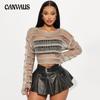 Women's Cover Ups Fall Knit Sweater Loose Hollow Round Neck Long Sleeve Sexy Knit Beach Cover-Ups