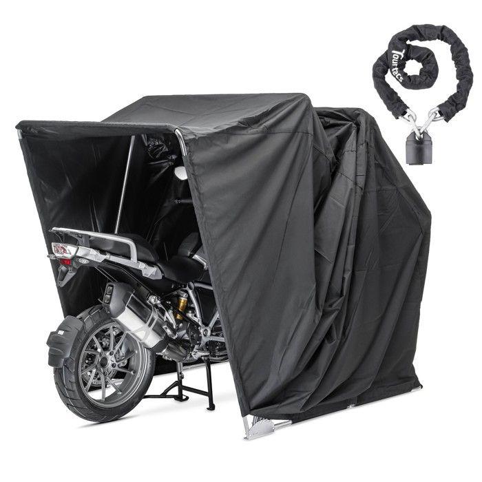 Garage pliable XXL pour moto - Motoguard ST4700 - 338x138x188 cm - Nylon Oxford 600D - Chaîne antivol KS1