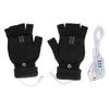1 Pair USB Heated Gloves Electric Heating Thermal Knitting Gloves Half Finger Winter Hand Warmer for Working Black