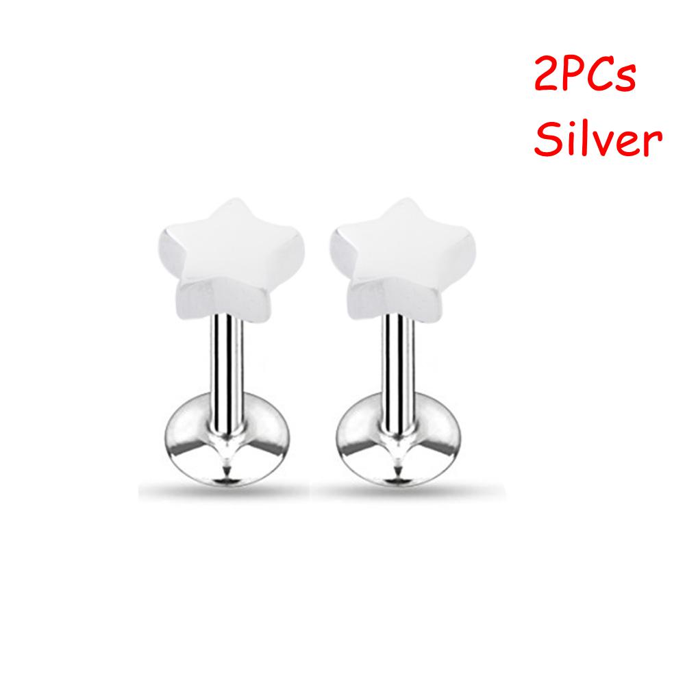 Лабреты Штанга для губы Штанга Украшения для пирсинга тела Хрящ Хеликс Серьги-гвоздики для уха Трагус Серьги Форма звезды