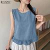 Женские повседневные летние майки без рукавов с круглым вырезом