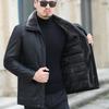 Зимняя кожаная куртка для людей среднего и пожилого возраста, мужская кожаная куртка средней длины с лацканами, куртка из овчины для людей среднего возраста