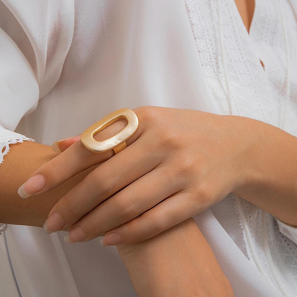 Преувеличенные большие полые геометрические овальные кольца для женщин, креативные регулируемые матовые кольца на палец, модные эффектные украшения для девочек