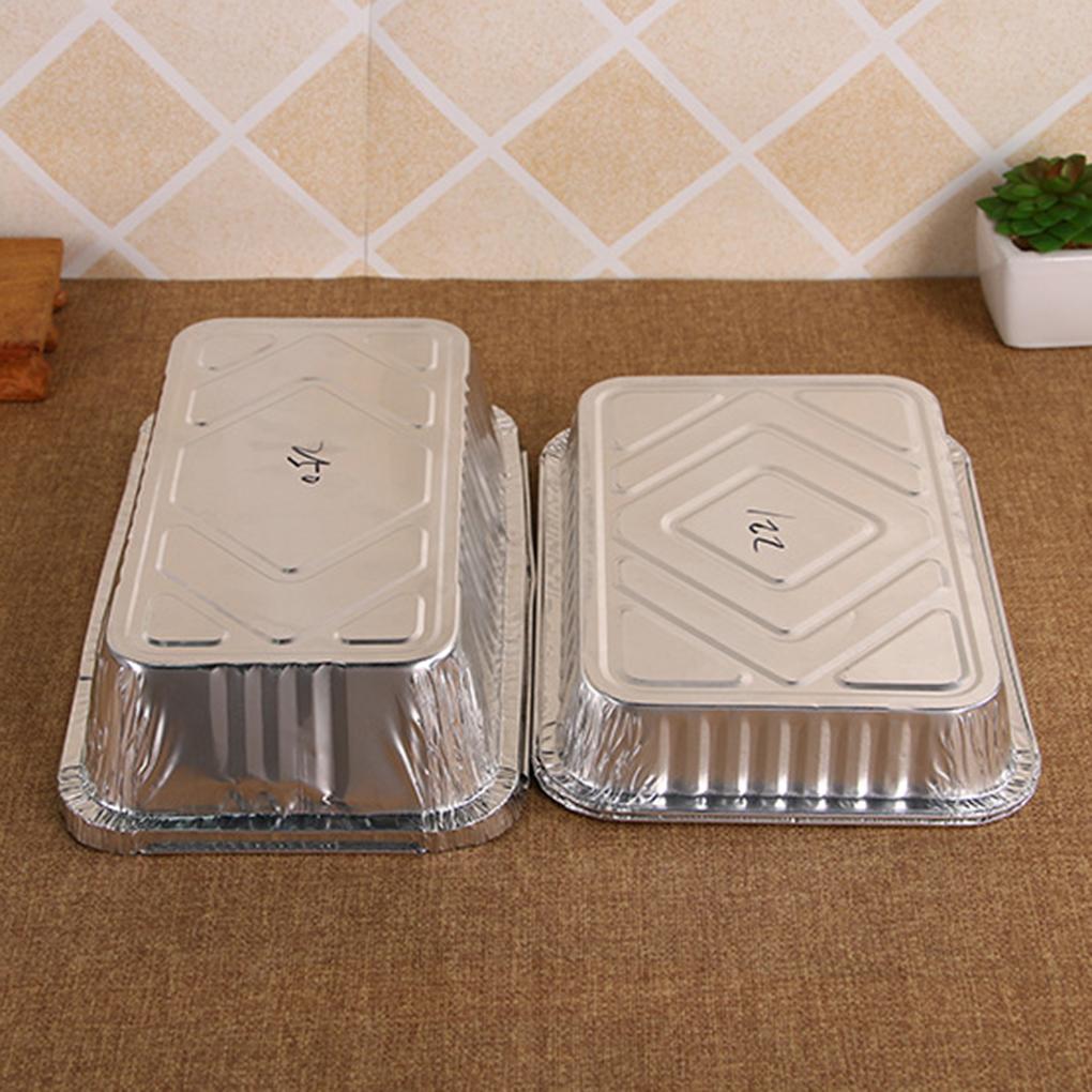 Pack of 10 Aluminum Foil Pans Take-out Containers Large Capacity Food Container Baking Plate Home Tools Single-use Pan