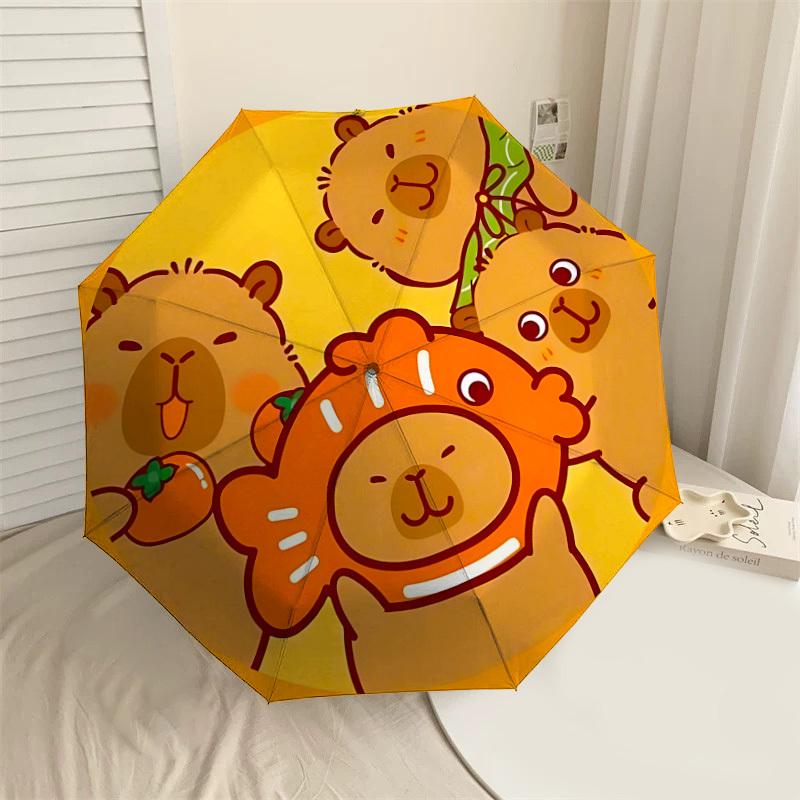1P Capibala Umbrella-8-Rib Reinforced, Automatic Open, Lightweight & Durable, Cute Fashion Accessory for Outdoor-Q203