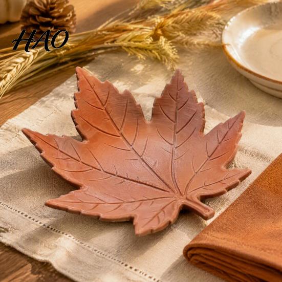 PLA Storage Tray 3D Printed Maple Leaf Trinket Dish, Autumn Fall Key Tray, Jewelry Realistic Ornament for Entryway, Thanksgiving Tabletop Home Decor,