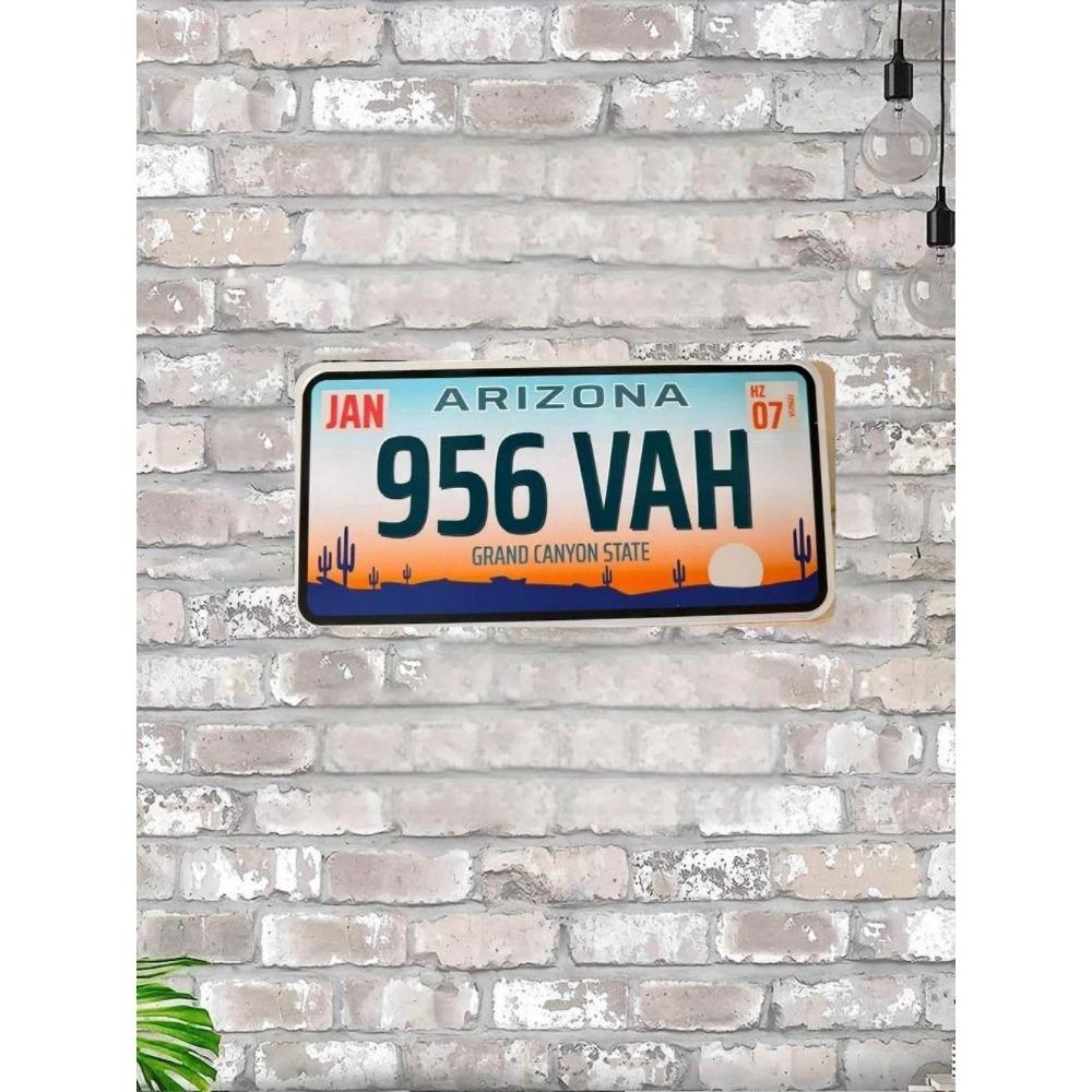 U.S. License Plate, U.S. Car License Plate, Metal, 15x30 Cm.