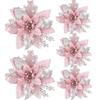 Christmas Tree Decoration 2026 Pink Balls Ornaments Glitter Poinsettia Flowers Berries Stems Snowflakes Bow Home Decor DIY Gifts
