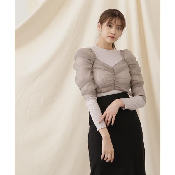 [JILL by JILL STUART] Gathered Short Take Blouse Layered Knit