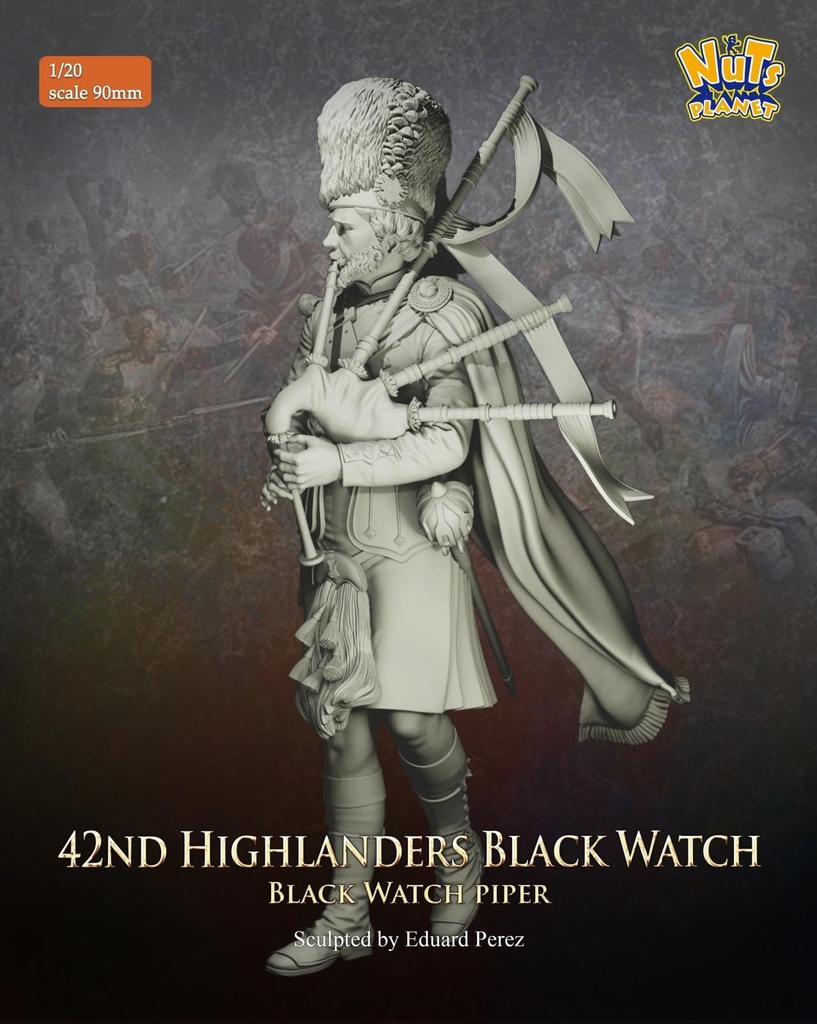 Nuts Planet 19-го века, британский 42-й Королевский Хайлендский полк, черный дозорный волынщик, набор из смолы 1/20 NP-90003 (Человек)